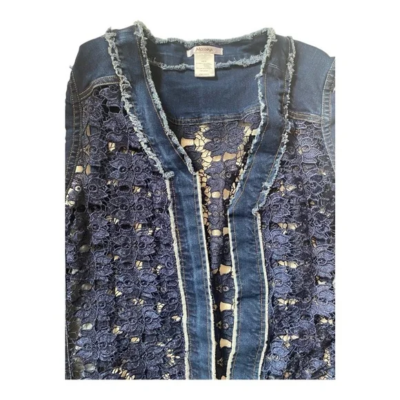 Plus Size Denim and Lace Jacket/Vest - Picture 3 of 3